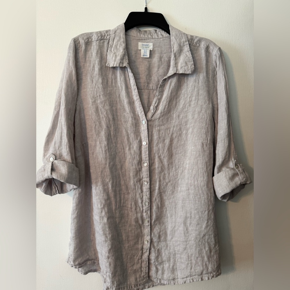 Sigrid Olsen Linen Blouse Size 1X